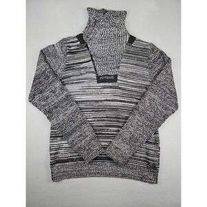 Desigual Sweater Men's Large Black/Gray Heavyweight Pullover Shawl Neck Knit